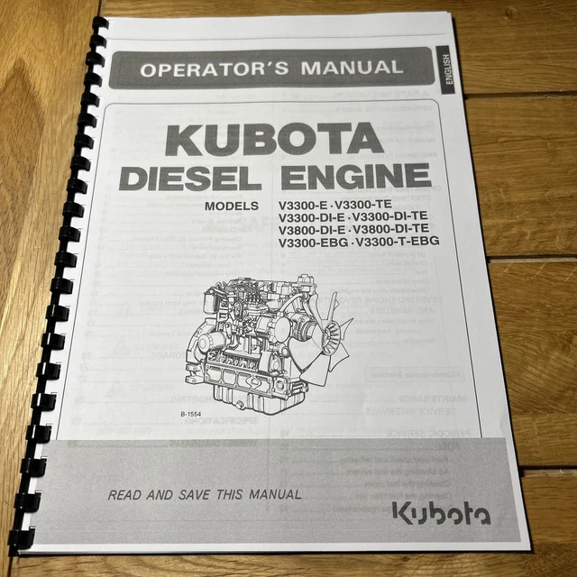 KUBOTA V3300E V3300TE * We Print 4 U * Diesel Engine Operator Manual