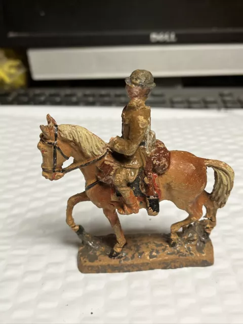 Antique Duro Composition Mounted Toy Soldier On Horse Made In Austria As Is #3