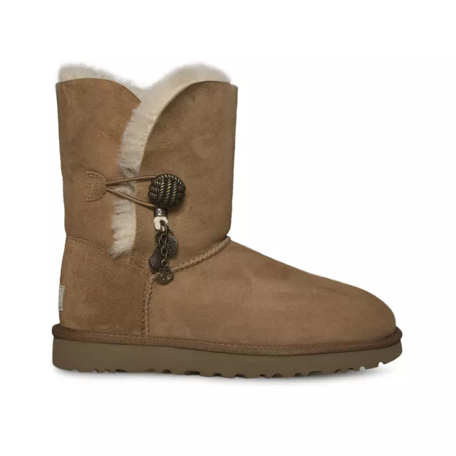 Ugg Briana Chestnut Suede Sheepskin Metal Charms Women's Boots Size Us 10 New