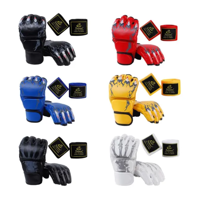 Gants de boxe demi-doigt, mitaines, gants MMA pour combat de karaté, sac de