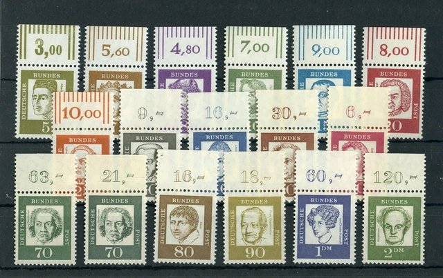 BUND Nr.347-362y ** OBERRANDSATZ BEDEUTENDE DEUTSCHE 1961 (151535)