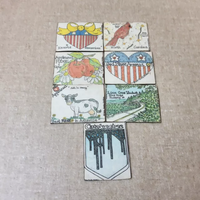 Vintage Primative NC TN Souvenir Magnets 7 CT