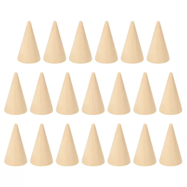 50x29mm Natural Wood Cone Ring Holder, 20 Pack Finger Jewelry Display Stand