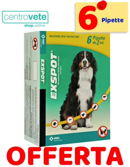 EXSPOT 6 Pipette da 2 ml → Antiparassitario Spot on per Cani da 41 a 55 Kg