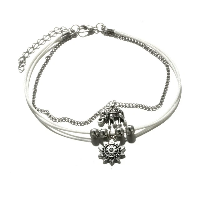 Bohemian Alloy Shining Elephant Sunbeam Silver Anklet as an Elegant Accessory