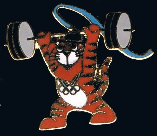 1988 SEOUL HODORI CutOut Olympic Weightlifting Mascot Sports Pin 2025