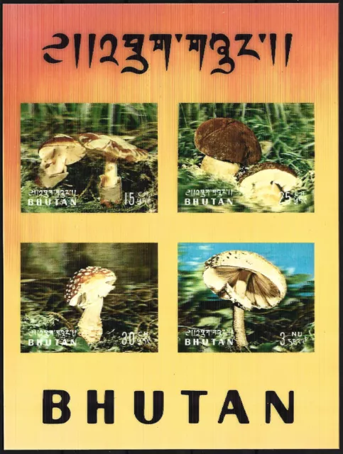 Bhutan - Pilze Block 61 postfrisch 1973 Mi. 569-572 Kunststoffüberzug