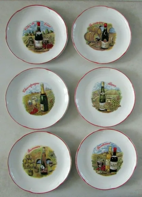 Ensemble de 6 assiettes plates à dessert Orchies Moulin des Loups Vins de France