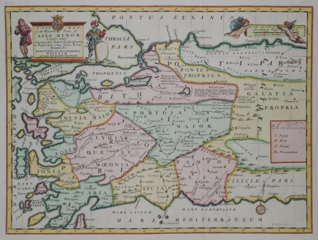 Turkey - A New Map of The Western Parts Of Asia Minor -edward Wells 1700 -turkey