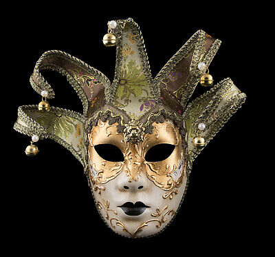 Mask from Venice Jolly Face Golden IN 5 Spikes for Prom Carnival - 759