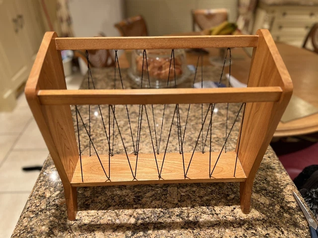 Splendido porta riviste metà secolo, mcm atomico, legno di quercia