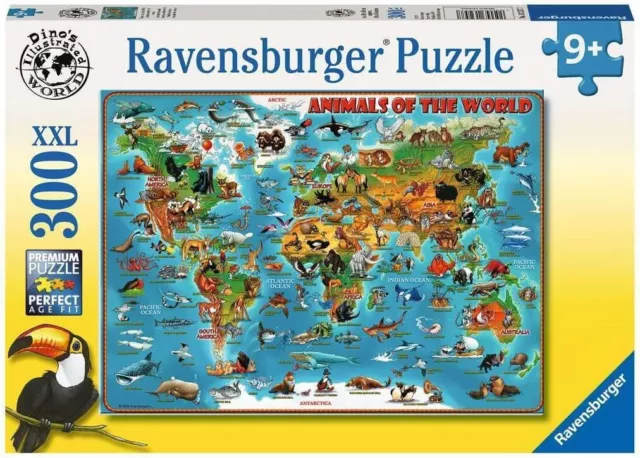 Animals Of The World 300 Piece Jigsaw Puzzle With Extra Large Pieces For Kids A