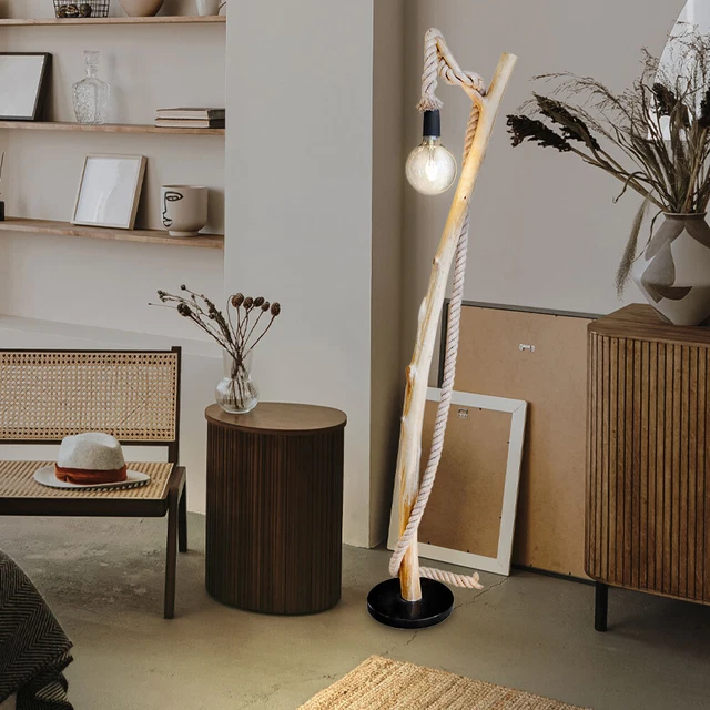 Pied De Lampe En Bois Bicolore – Style Rétro – 12x34 Cm – Bon état