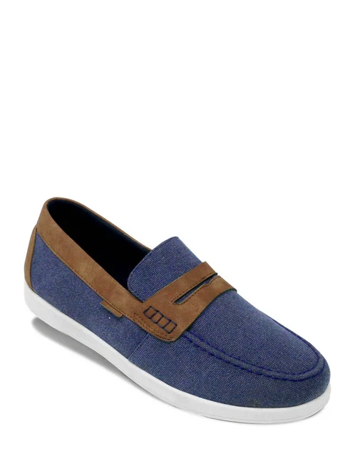Chaussures Bateau en Toile à Pointure Large avec Fermeture Facile