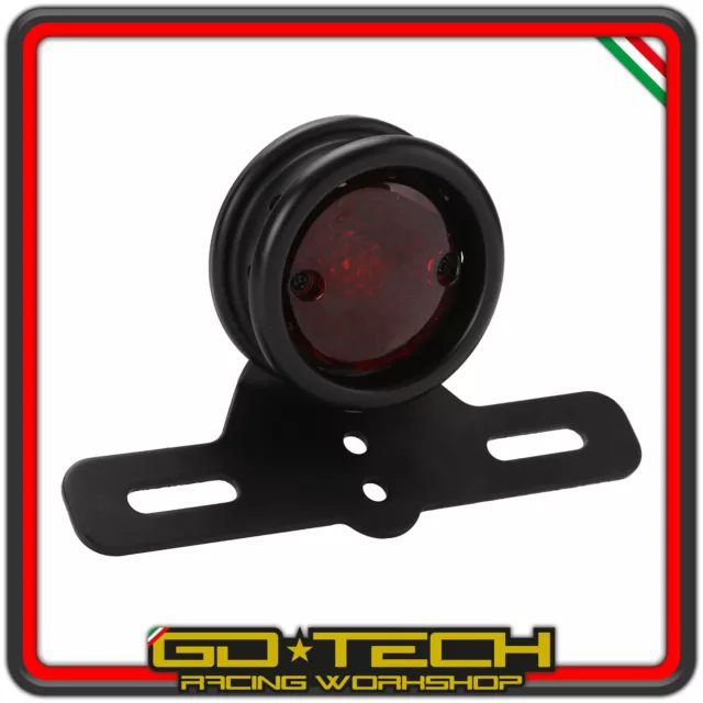 FANALE FARO STOP POSTERIORE LED MOTO CAFE RACER CUSTOM con PORTATARGA LUCE TARGA 2