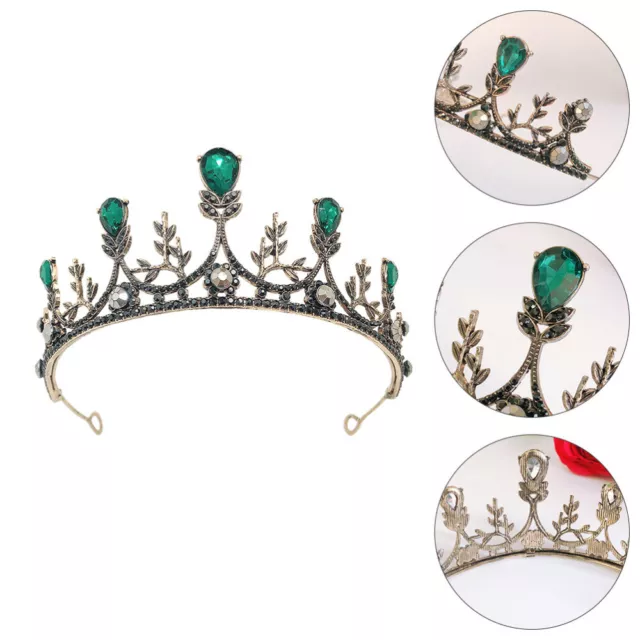 Rhinestones Baroque Crown Women's Fake Braid Headband Black Tiara
