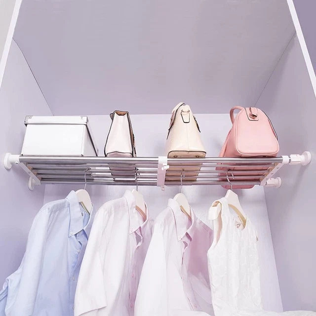 TENSION SHELF EXPANDABLE Rod Closet System Heavy Duty Clothes Hanger