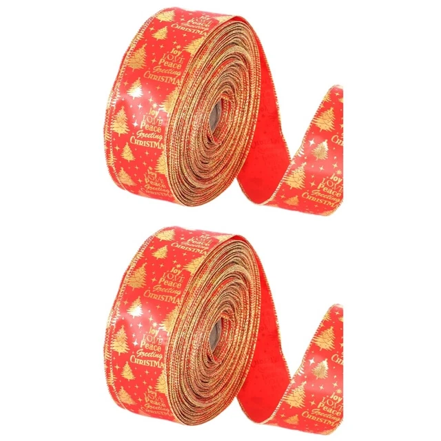 2 PC christmas gift wrapping ribbon Geschenkband Organza Geschenkband Weihnachts