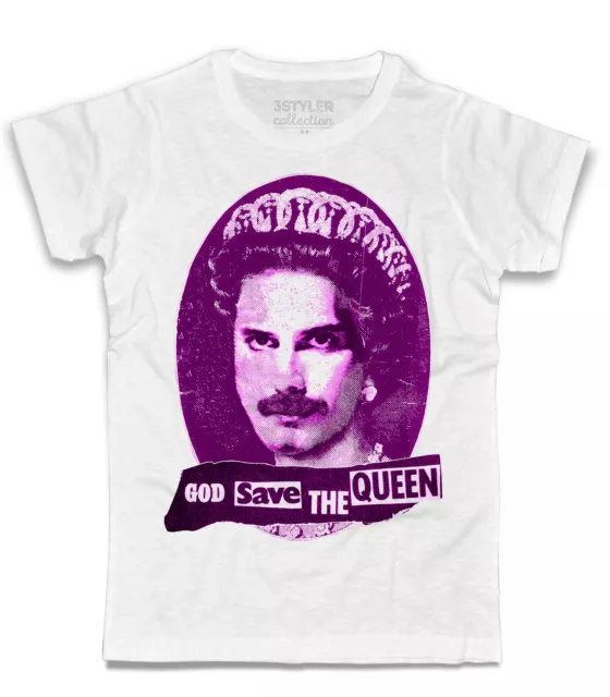 T-shirt uomo bianca Regina Elisabetta Elisabeth Queen God save the Queen