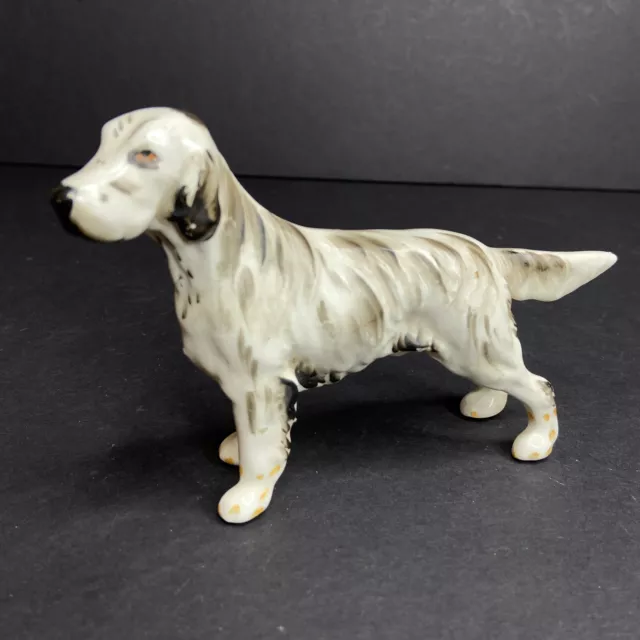 English Setter Dog Vintage Japan Porcelain Figure Figurine 3.5" tall 5.5" long