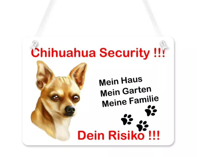 Warnschild Türschild Eingangsschild Wetterfest Chihuahua Hund Hundebesitzer