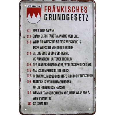 Berliner Berliner Loi Fondamentale Pancarte en Tôle Signe Métal Étain 20 X 30 CM FA1168 