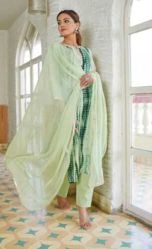 Indian Designer Green Palazzo Kurta Set Women Kurta Kurti With Dupatta Stitched