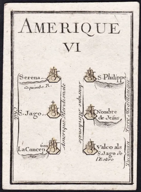 South America Chile Concepción Playing Card Game Map Card Poilly 1750