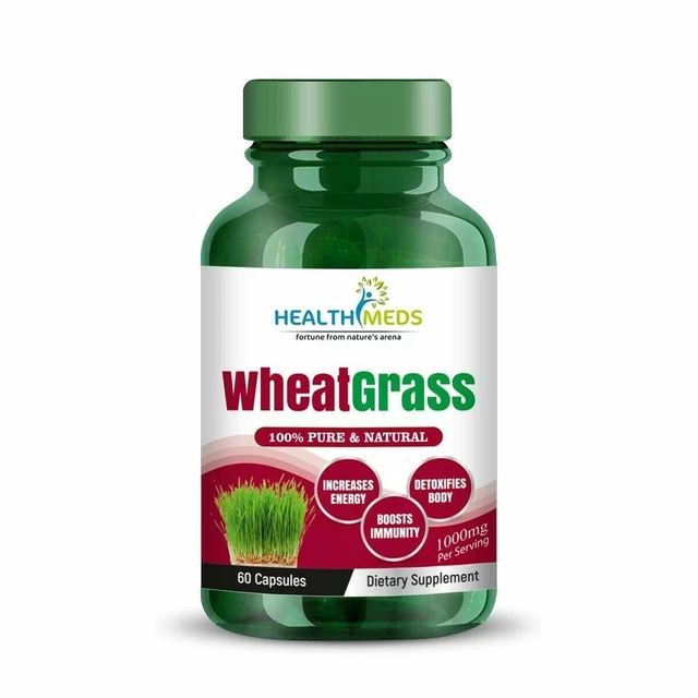 Healthmeds Wheat Grass Capsules For Detoxification, Boosting Immunity Energy.
