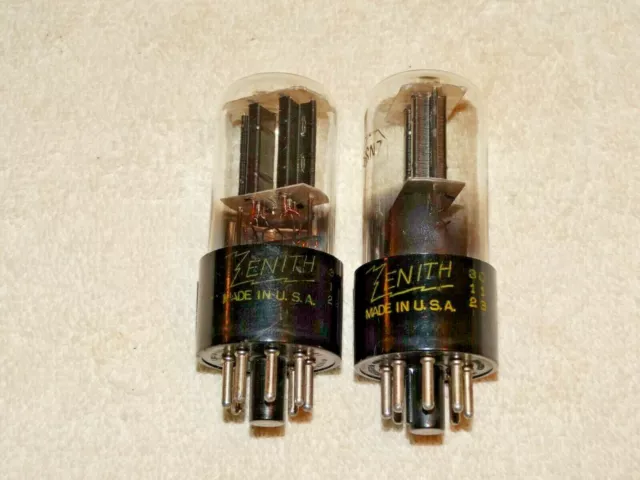 2 x 6SN7gt Sylvania/Zenith Tubes*2-Hole Black Plates Bad Boy*Very Strong Pair*