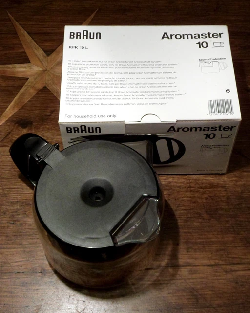 Neu! BRAUN Aromaster Glaskanne 10 Tassen Ersatzkanne KFK 10 L Deckel schwarz 3