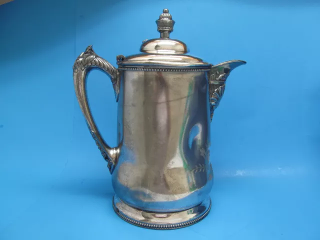 Antique Victorian Superior Silver Silverplated Covered Water Pitcher ~ Tin Lined