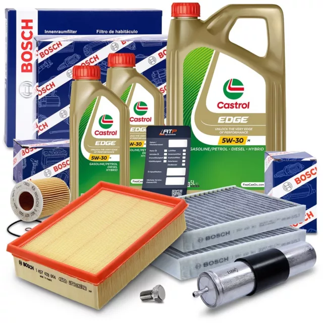 Bosch-Filter Inspektionspaket+7L Castrol Edge 5W-30 M Für Bmw 5-Er E39 520 523