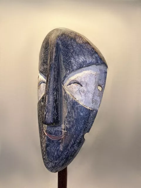 African Tribal Face Mask Wood Hand Carved Vintage Wall Hanging- Lega ,-576