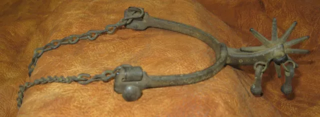 ANTIQUE HAND FORGED/CRAFTED WESTERN AMERICANA COWBOY SPUR 1800's 10-PT ROWEL
