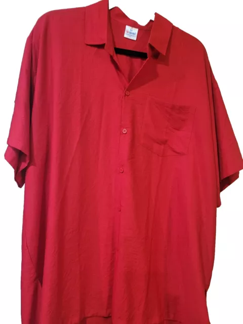 LA LEELA Rayon Camp Button Down Men's Shirt Red Large | Chest 44" - 48"