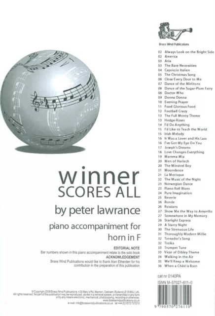 Winner Scores All for F Horn Piano Accompaniment Book