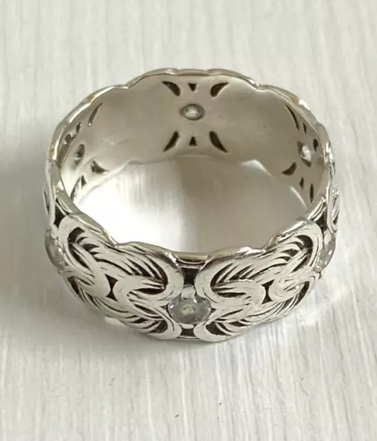 Big Antique Soviet USSR Etched Ring Round Sterling Silver 925 Women's Size 8.5