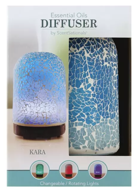 ScentSationals Essential Oil Diffuser Kara Mosaic Changeable Rotating Light Blue