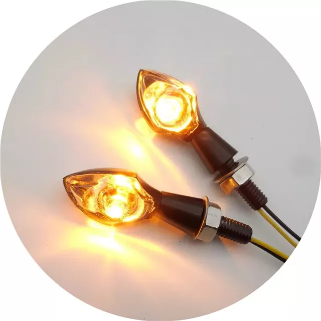 1 Paar Motorrad 6V Volt Led Mini Blinker schwarzes Gehäuse getöntes Glas