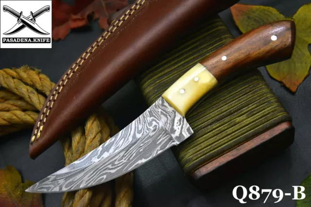Custom 8.5"OAL Hand Forged Damascus Steel Hunting Knife Handmade (Q879-B)