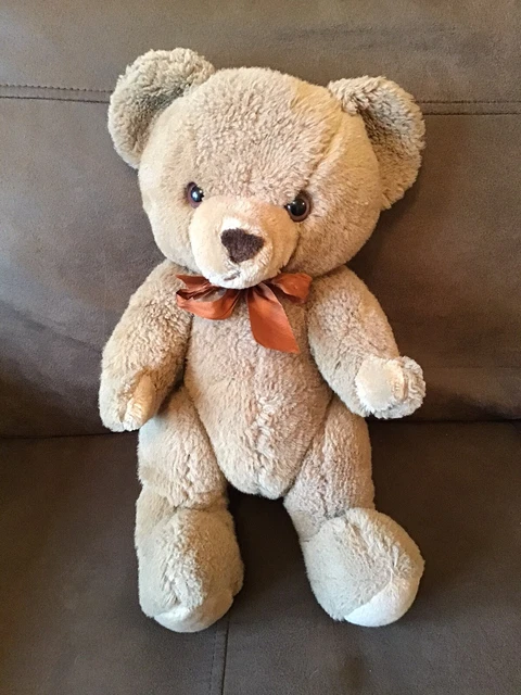 VINTAGE PRINCESS SOFT Toy Large Brown Jointed Teddy Bear Plush 16" Made ...