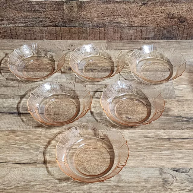 VTG Macbeth Evans American Sweetheart 6" Pink Depression Glass Bowls - Set Of 6