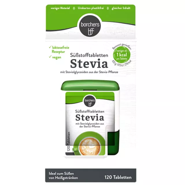 6g = 120 Pezzo Borchers Stevia Süßstofftabletten 1 Kcal Pro Tavoletta