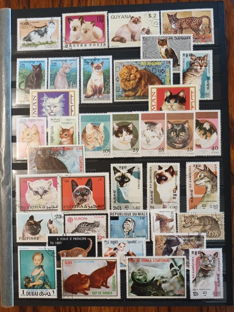 Lot de 37 Timbres Thématique "Chats" (THE 183)