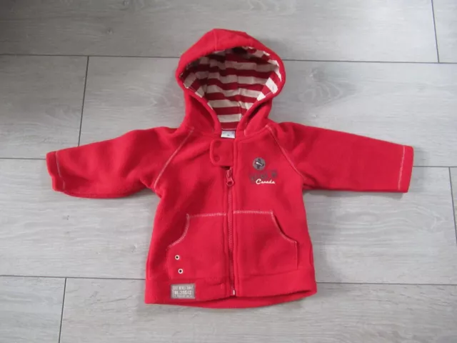 bébé garçon : veste à capuche en polaire rouge canada taille 6 mois