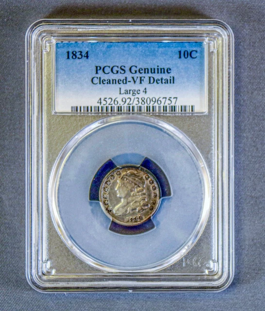1834 Capped Bust Dime PCGS Genuine VF Detail - Large 4