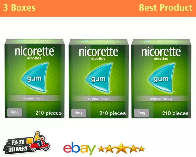 Nicorette Parfum Original Gum 4mg (210 Pièces) Expire Décembre 2025 3 Lot