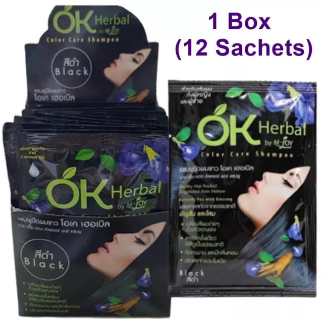 Shampoo Hair Dye OK Herbal Black Color Ginseng Cover White Hair Easy To Use 1Box