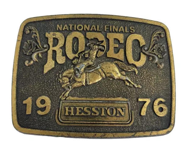 Vintage 1976 Hesston NFR Rodeo Belt Buckle Limited Edition Collectors Cowboy